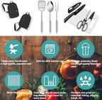 12-Piece Camping Kitchen Utensil Set – Portable Outdoor Cooking Utensils for Camping, RV, Backpacking & BBQ | Complete Camp Kitchen Gear Set with Carry Bag, Grilling Tools & Cooking Accessories
