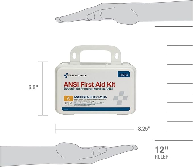 First Aid Only 90754 Bulk ANSI A 10-Person Emergency First Aid Kit for Home, Work, and Travel, 71 Pieces