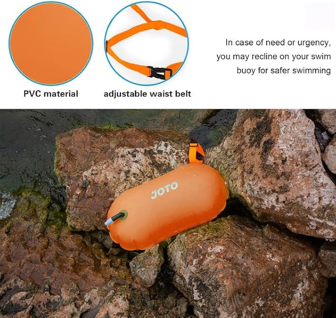 JOTO 2 Pack Swim Buoy Float for Open Water, Swimming Belt Bubble Safety Float with Adjustable Waist, Snorkeling, Swim Training, Triathletes, Kayaking