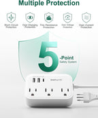 Italy Travel Plug Adapter, Type L Adapter for Travel with 3 Outlets 3 USB Ports (1 USB-C 3.4A), 3ft Wrapped Around Extension Cord, Power Adaptor for US to Italy Chile Rome Uruguay Milan Libya