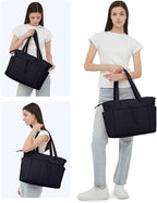 Wandering Nature Puffer Tote Bag with Cup Holder & Laptop Compartment & Trolley Sleeve for Travel, Work, Nurse, Women