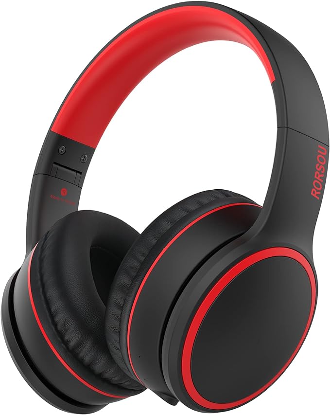 B10 Bluetooth Headphones Over Ear, 2 EQ Music Modes(Normal/Bass) and 50H Playtime Wireless Headphones with Mic, Lightweight Folding HiFi Stereo Headset for iPad/Travel/Tablet/PC/Home (Black)