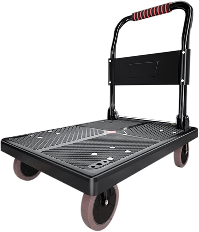 Platform Trucks Push cart Foldable, Push cart Heavy Duty, Hand cart,Suitable for Luggage, Shopping, Travelling, Moving and Office (Color : Black, Size : 72 * 47cm)