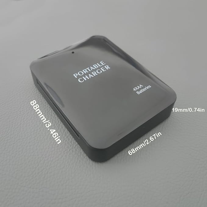 Battery Operated Phone Charger Emergency|USB Battery Powered Power Bank Portable 4 AA Batteries Powered Outlet (Black)