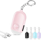Hion Personal Safety Alarm for Women, Rechargeable 130dB Self Defense Alarm Keychain with LED Flashlight, Emergency Safe Sound Security for Children Elderly College Girls Men, Pink