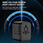 Universal Travel Adapter, VYLEE 5 in 1 International Power Adapter, 3.5A 2xUSB-A and 2xUSB C Wall Charger, Worldwide Travel Essentials Plug for Europe USA UK AUS Asia (Black)