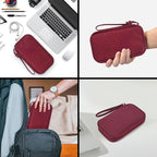 CAAORDKSO Electronic Organizer Travel Case, Cord Organizer Travel Cable Organizer Bag, Tech Pouch Accessories Carry Storage for Travel Essentials, Backpack, Business, Daily Commute (Wine Red,Large)