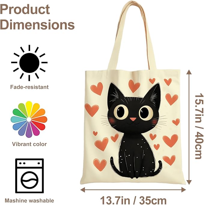 ANNA QUEEN Cat Tote Bag Shoulder Bag Handle Bag for Gym Yoga Picnic Beach Kitchen Reusable