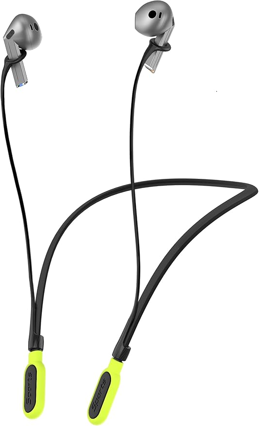 HALLJOY for Galaxy Buds 4/4 Pro/Buds 3/3 Pro Strap Neckband, Anti-Lost Accessories, Support Volume Control, Ergonomic Design, Fit Airpods Pro 3/2/1, Airpods 4, 3, 2, 1, Black Band/Yellow Tip