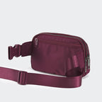Pander Everywhere Belt Bag for Women, 5 Zipper Pockets Nylon Crossbody Fanny Pack Purse (Red Merlot)