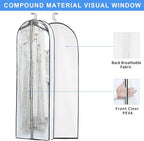Mskitchen Clear Garment Storage with 4" Gusseted Hanging Covers - Durable, Transparent Protectors for Long Coats, Gowns, Dresses - 24"x 60"x 4" / 6 Pack