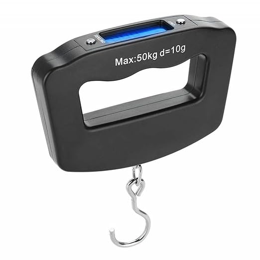 Portable Travel Luggage Electronic Scale, Digital LCD Hanging Box Weighing Scale 110 pounds/50 kilograms, Fishing, Luggage, Gifts (Hooks)