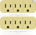 ELEGRP 2 to 3 Prong Grounded Triple Outlet Extender, Adapter Converters for Wall Outlets, Portable Polarized Wall Plug Splitter With 3 AC Outlets, ETL Listed, 2 Pack