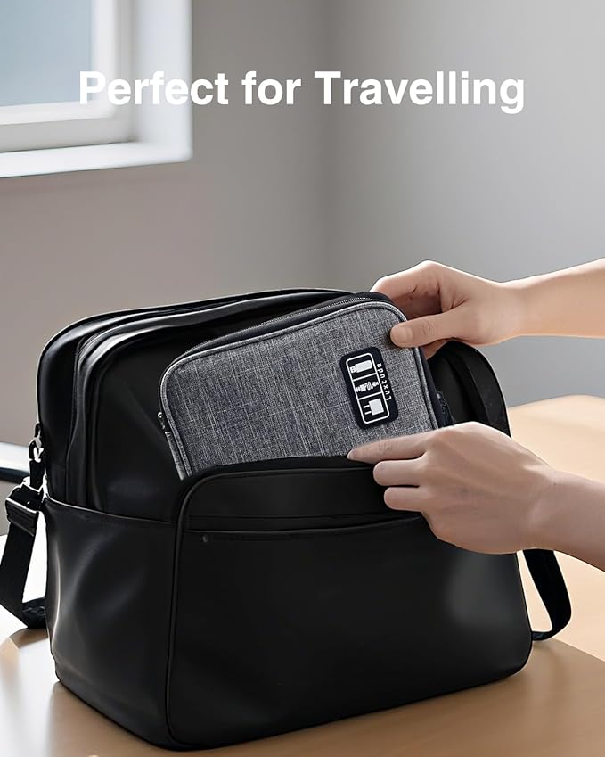 Luxtude Travel Cord Organizer Case, Electronic Organizer Travel Case Large, Portable Cable Organizers Bag, Flat Tech Bag for Cable Storage/Cord Storage/iPad Pro(up to 11")/Wall Charger/Electronics