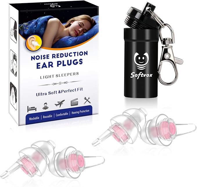 Small Ear Plugs for Sleeping, 2 Pairs Reusable Comfy Earplugs for Adults Kids 12+, Noise Reduction Earbuds for Sleep, Snoring, Work, Travel, Gardening, Concerts - 31dB Hearing Protection