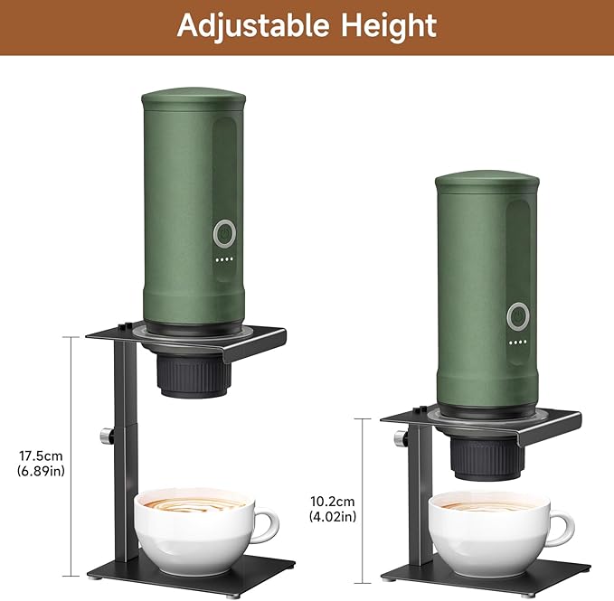 Portable Coffee Maker Stand,Adjustable-height Pour Over Dripper Stand with Base,Espresso Machine Holder for Home,Desk,Travel,Camping( Square/Black)