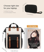 LOVEVOOK Laptop Backpack for Women with Large Capacity, Teacher Bag Work Backpack Purse Laptop Computer Back Pack, Business Travel Backpack, Nursing College Bookbag, 15.6 Inch, Black-Beige-Brown