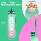 Sahara Sailor Water Bottle, 32/25/17oz Durable and Leakproof Water Bottles Motivational with Time Marker, Tritan, BPA Free, Wide Mouth with Easy Clean Brush for Gym, Travel, School, Office (1 Bottle)