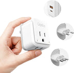 Ceptics Chile, Rome, Italy Travel Plug Adapter Set, Chile plug adapter USB-USB-C 20W PD-QC 18W, 2 Outlet, US to Italy plug adapter for Lybia, Uruguay Includes Type C, L SWadAPt Attachments - PAK-IT