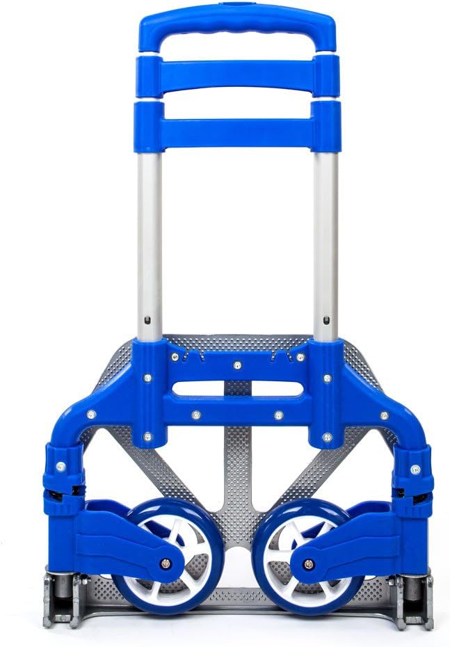 Folding Hand Truck, Dolly Cart with Wheels Foldable, Lightweight Aluminum Luggage Cart Portable Collapsible Trolly for Utility Cart, Hand Trucks for Moving Travel Shopping Airport Office Blue