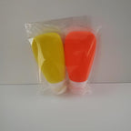 Travel Bottles for Toiletries, TSA Approved 3 oz Leak Proof Silicone Refillable Squeeze Travel Size Containers BPA Free for Cleansers, Lotions, Shampoo for Airplane 2pk (Orange,Yellow)