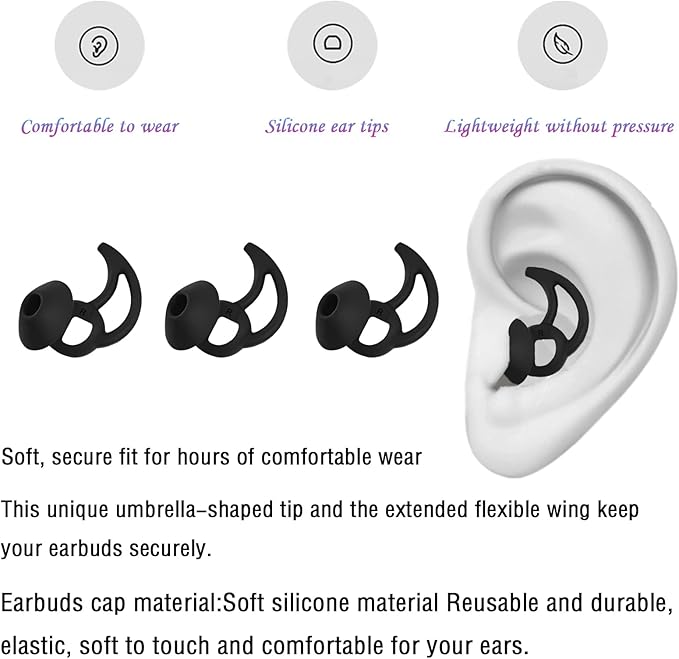 Medium Replacement Earbud Tips Silicone Ear Tips Compatible with Bose Quietcomfort and Sport Headphone Earbud Covers Ear Bud Tips 3 Pairs