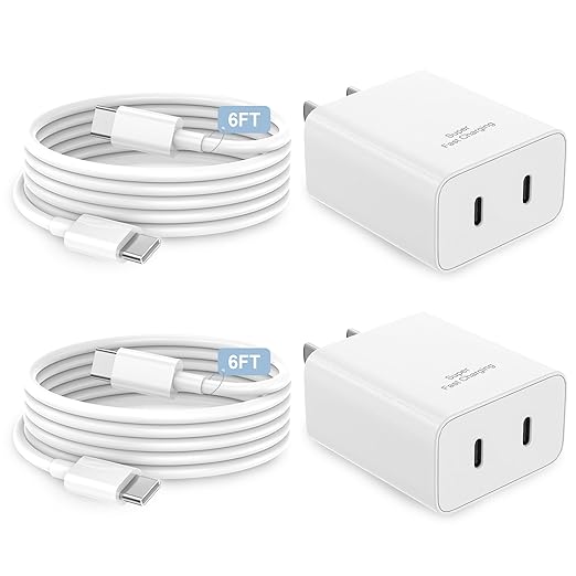 iPhone 17 16 15 Charger Fast Charging, 45W Dual USB C Android Phone Charger Block with 6FT Long Type C Cable Cord for Apple iPhone 17/Pro/Pro Max/Air/16/15 Plus/iPad/S26 Ultra/S25/S24/S23/S22(White)