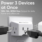 Unidapt 2 Prong to 3 Prong Outlet Adapter, 3 AC Outlet Wall Plug Extender, Polarized Plug for Non-Grounded Outlet in Old House, 1875W/15A, Cruise Essentials, 2 Pack