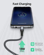 SUNGUY USB to USB C Cable 6FT, 3Pack USB A to USB C Cable 3A Type C Charger Fast Charging Nylon Braided for iPhone 16 15 Pro/Pro Max/Plus, Samsung Galaxy S23/S22/S21, USB C Devices
