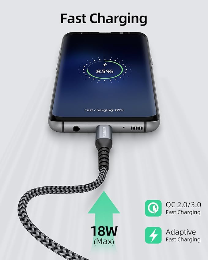 SUNGUY USB to USB C Cable 6FT, 3Pack USB A to USB C Cable 3A Type C Charger Fast Charging Nylon Braided for iPhone 16 15 Pro/Pro Max/Plus, Samsung Galaxy S23/S22/S21, USB C Devices