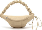 WESTBRONCO Puffer Fanny Packs for Women Small Crossbody Sling Bag, Nylon Quilted Belt Bag for Travel Hiking Running Waist Bag with Adjustable Strap