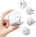 Ceptics South Africa Power Adapter Travel Set - 20W PD & QC, Fast & Safe with Dual USB & USB-C - 2 USA Outlet - Use All Over Africa, Zimbabwe, Morocco - Includes Type E/F, M, G SWadAPt Attachments