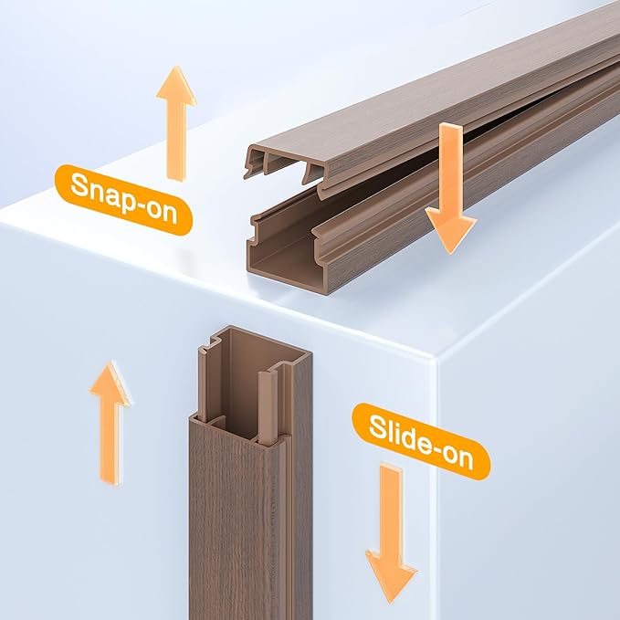 Delamu 157in Cord Covers for Wires on Wall, One-Cord Cord Hider, TV Cord Hider for Wall Mounted TV, Wire Hider Wire Covers for Cords on Wall, Cable Raceway for Home & Office, W0.55 H0.4in, Cherrywood