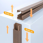 Delamu 157in Cord Covers for Wires on Wall, One-Cord Cord Hider, TV Cord Hider for Wall Mounted TV, Wire Hider Wire Covers for Cords on Wall, Cable Raceway for Home & Office, W0.55 H0.4in, Cherrywood
