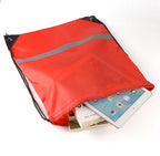 KUUQA 12 Pcs Red Drawstring Backpacks with Reflective Strips - Polyester, 15.7" x 13.4", Ideal for Yoga, Sport, Travel