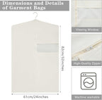 Aliceset Cotton Garment Bags for Hanging Clothes, Canvas Suit Bags for Clothes Coats Jackets Shirts Closet Storage Travel Gusseted Hanging Garment Cover(6 Pcs,32 Inches)
