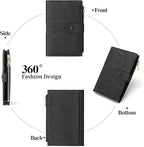 RFID Blocking Leather Passport Wallet Cover Case with Pen and Card Slots Travel Wallet for Women/Men Travel Must Haves Accessories