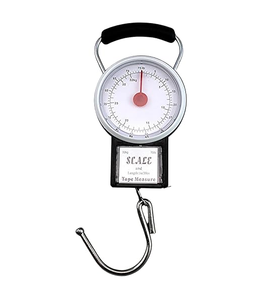 Manual Luggage Baggage Scale with Tape Measure with Dial Analog Display Travel Size Portable Take Along