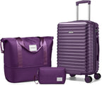 LARVENDER Carry on Luggage 22x14x9 Airline Approved, Expandable 20 Inch Hardside Suitcase with Wheels TSA Lock, PC+ABS Lightweight Carry on Suitcases for Women and Men, Royal Purple (20/DB/TB)