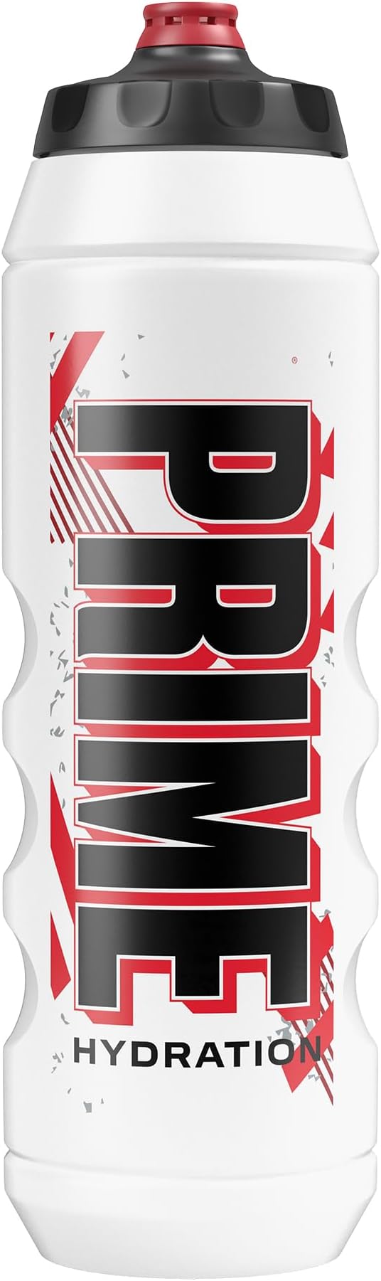 PRIME 32 oz Red & Black Graphic Squeeze Sports Water Bottle, BPA Free, Dishwasher Safe, Easy-Grip Ergonomic Leakproof Design, Fast Hydration for Gym, Cycling, Running