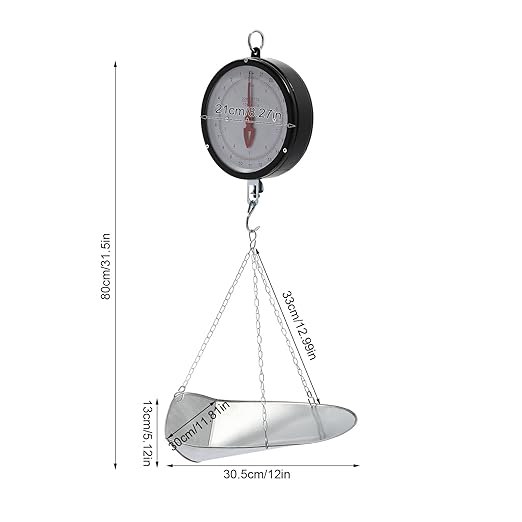 Double-Sided Dial Hanging Scale,22LBS Mechanical Hanging Scale,Commercial Circular Hanging Scale with Chain for Deli,Restaurants,Supermarkets,Grocery Stores (Black)