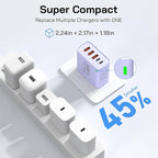 2Pack USB C Fast Charger Block, Total 60W 5-Port USB C Wall Charger 30W Type C Charging Block, 2USB C+3USB A PD 3.0 Multiport Charging Cube for iPhone 17 16 15 14 Pro Max, G-alaxy S26 S25 Ultra, i Pad