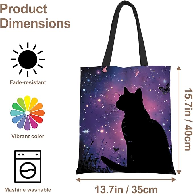 ANNA QUEEN Cat Tote Bag Shoulder Bag Handle Bag for Gym Yoga Picnic Beach Kitchen Reusable