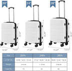 OLIXIS 28 Inch Luggage, Hardside Checked Suitcase with Spinner Wheels, Lightweight ABS Hard Shell Travel Luggage, TSA Approved Lock, Expandable Large Suitcase for Business & Travel–White
