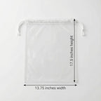 Clear LDPE Drawstring Bags (250 Pack) (13.75" x 17.5") 2 Mil Disposable Transparent Plastic with Double Cotton White Strings. Shoe Bags for Travel Large Storage Organizers Pouch (250)