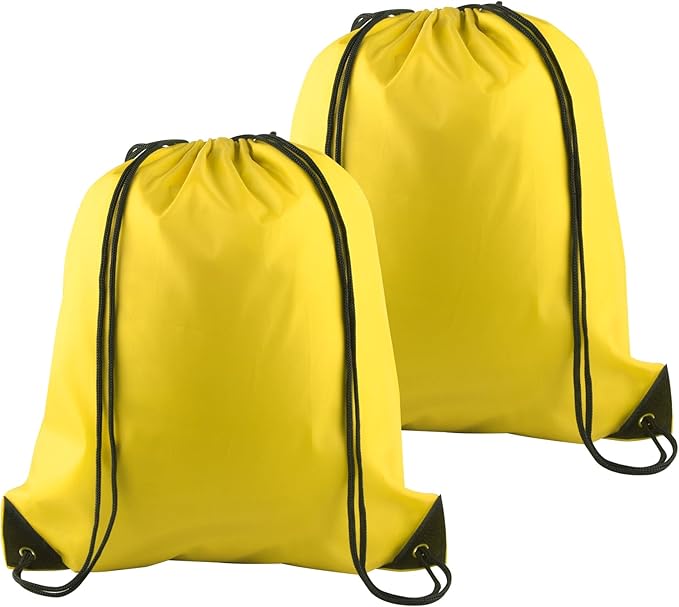 PLULON 2Pcs Drawstring Bags Bulk Yellow Drawstring Backpack String Backpack Cinch Sack Sport Gym Backpack Bags for Yoga Traveling Outdoor Sports