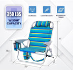 2 Pack Lightweight Portable Recliners Chair for Adults, Outdoor Lay Flat Folding Beach Chairs with 5 Positions, Backpack Beach Chair with Towel Bar, Zipper Pouch, Cup Holder, NEW Striped