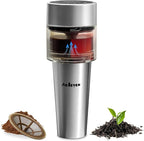 Portable Rapid Coffee Maker – 2-6 Min Quick Brew Electric Coffee & Tea Infuser Makes Smooth, Low-Acid Coffee, 16oz Stainless Steel Travel Cup for Camping, Office, Hiking, Beach, Hotel, RV