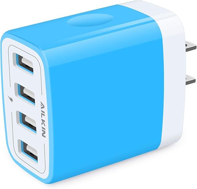 USB Wall Charger, Charging Block, AILKIN 2-Pack 4.8A/5V 4 Port USB Plug Power Travel Brick Adapter for iPhone, iPad, Samsung Galaxy, Moto, Kindle Fire, Headphones, Doorbell Android Phone Box Cube