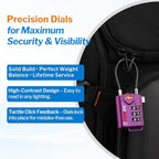 Forge TSA Approved Luggage Locks, Re-settable Combination with Alloy Body (Dark Purple 4 Locks)